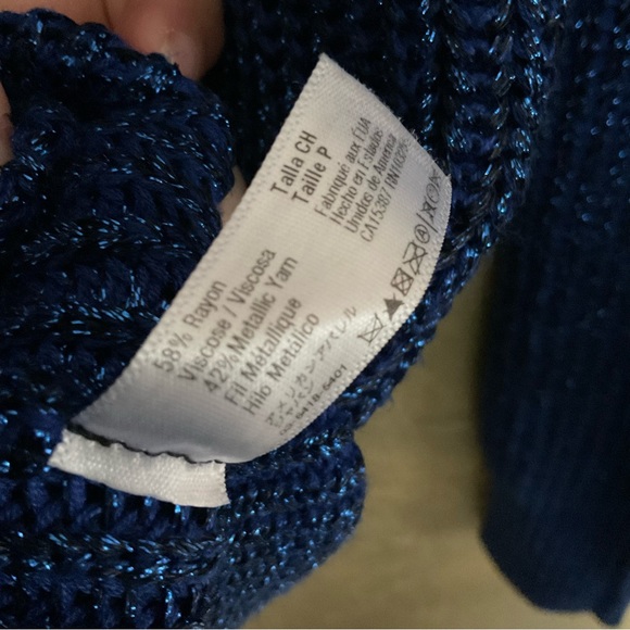 American Apparel Metallic Blue Fisherman Sweater - Picture 6 of 6